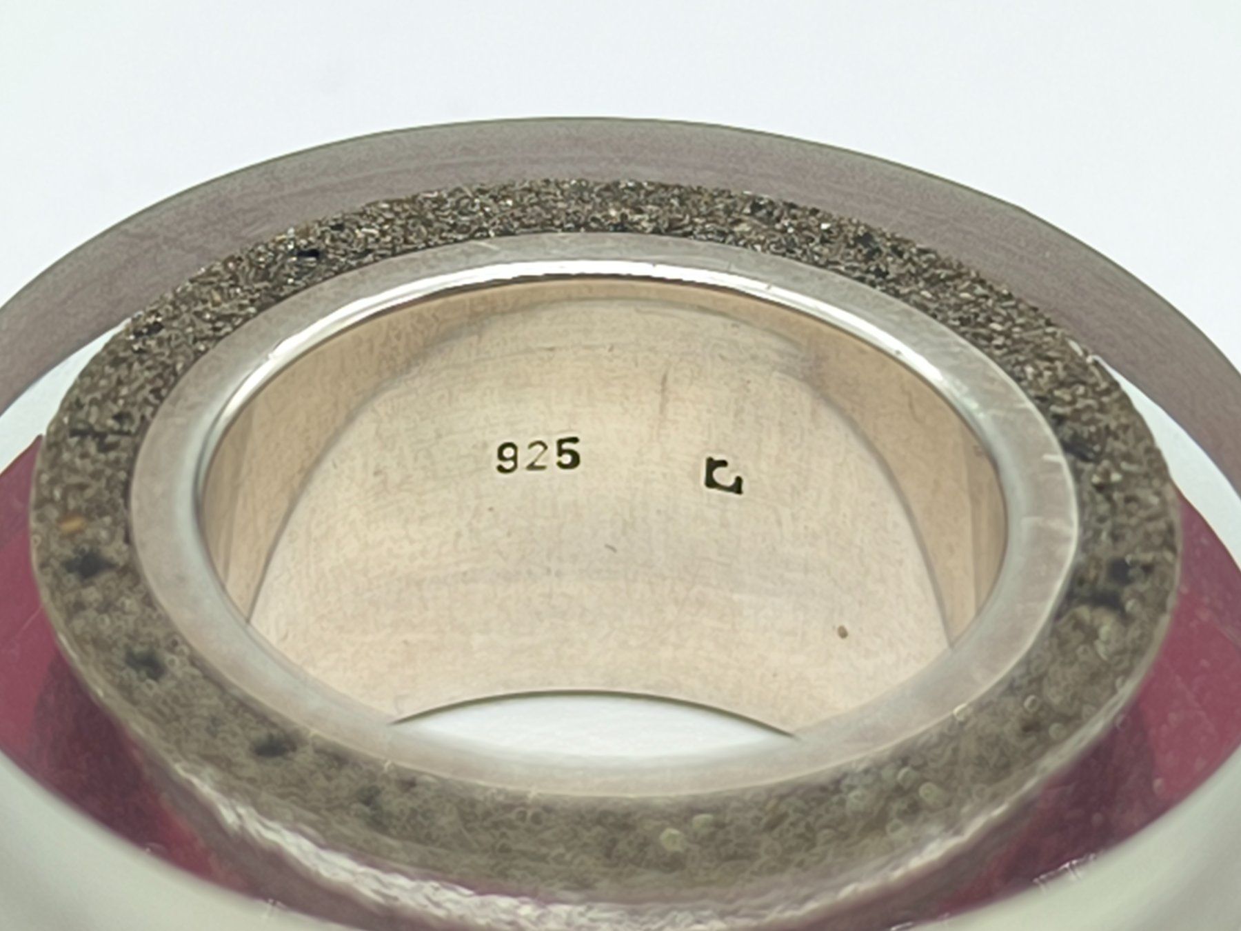 Anelli: 925 Silber Statement Ring Acryl Harz Rot Glitter Gr. 53 – Usato da Rüti ZH venduto da Restwert_Rueti_ZH 4
