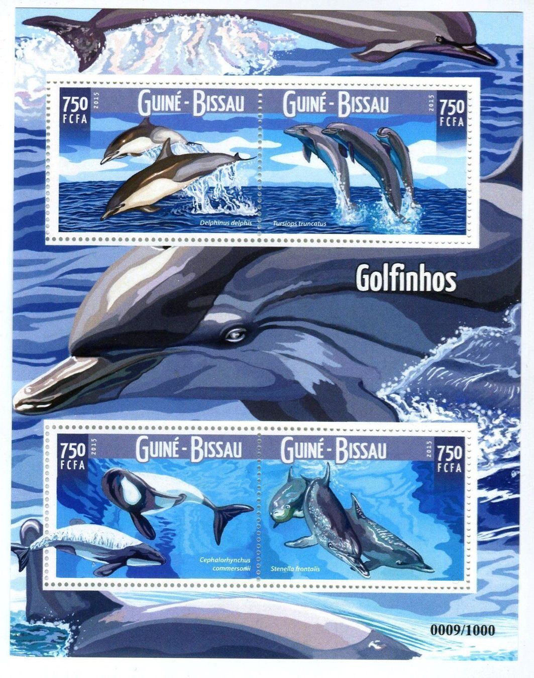 Alle Briefmarken: Block "Delfine". Guinea-Bissau. – Neu und originalverpackt aus Basel von Butsch5