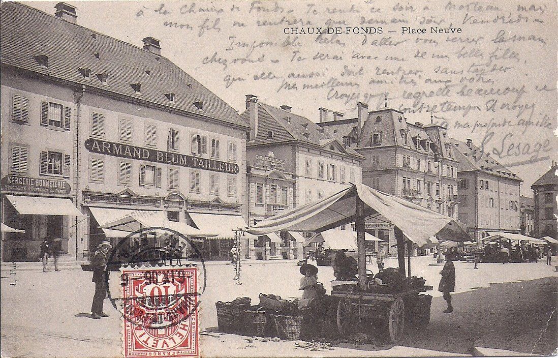 Cartes postales: CHAUX-de-FONDS, place du marché – D'occasion à Les Verrières par Scampi0