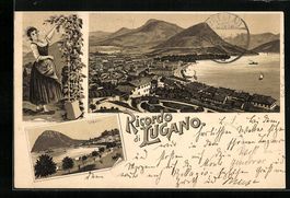 Litho Lugano, Trachtenmädchen bei der W
