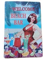 Welcome BEACH BAR Vintage Girl - Blechschild  (neu/OVP)