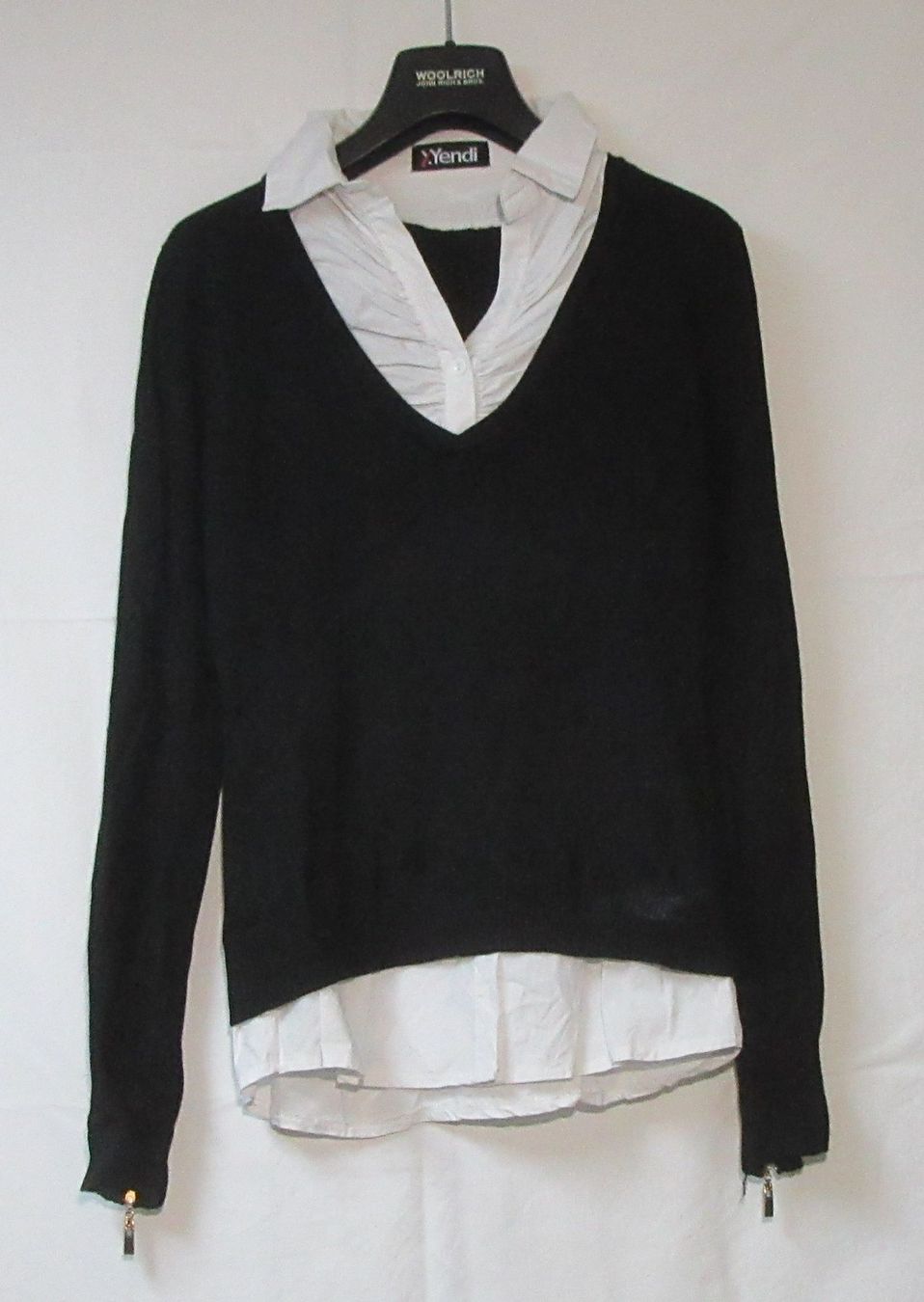 Pullover & Sweatshirts: Blusenpullover weiss/dunkelblau – Gebraucht aus Aesch BL von schastu