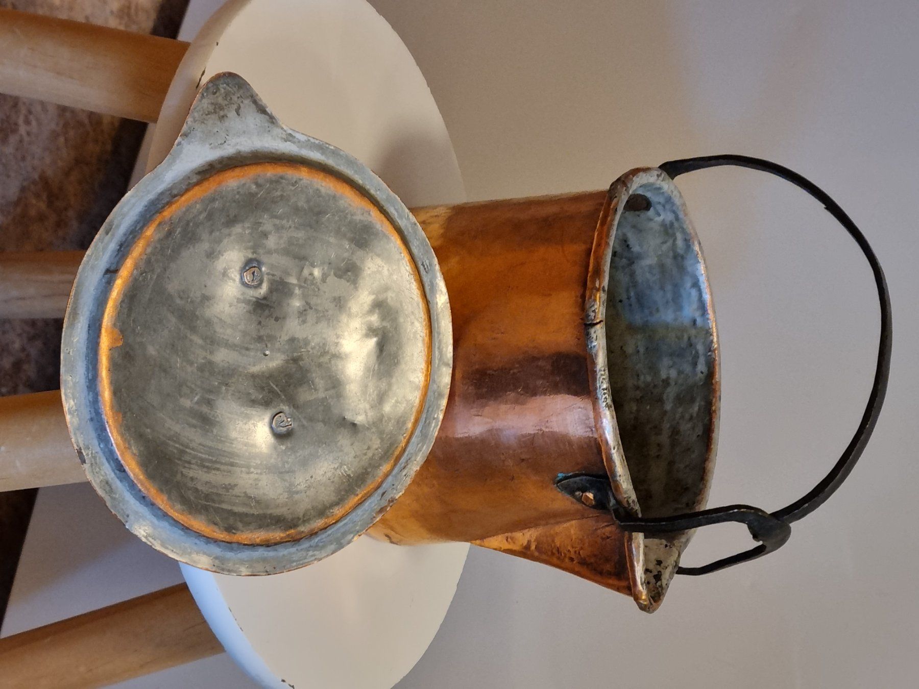 Pentole: Antiker Kupferkessel mit Deckel um 1900 – Usato da Scharnachtal venduto da devin03 6