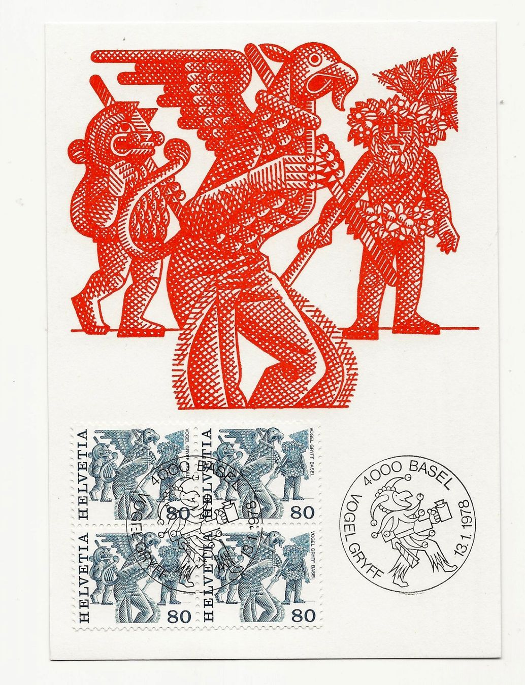 Alle Briefmarken: Basel Vogel Gryff 1978 xl – Gebraucht aus Aarau von fussball-fussball