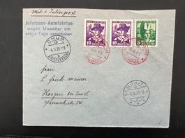 1935 Julierpost verschoben schön frankiert    (G498)