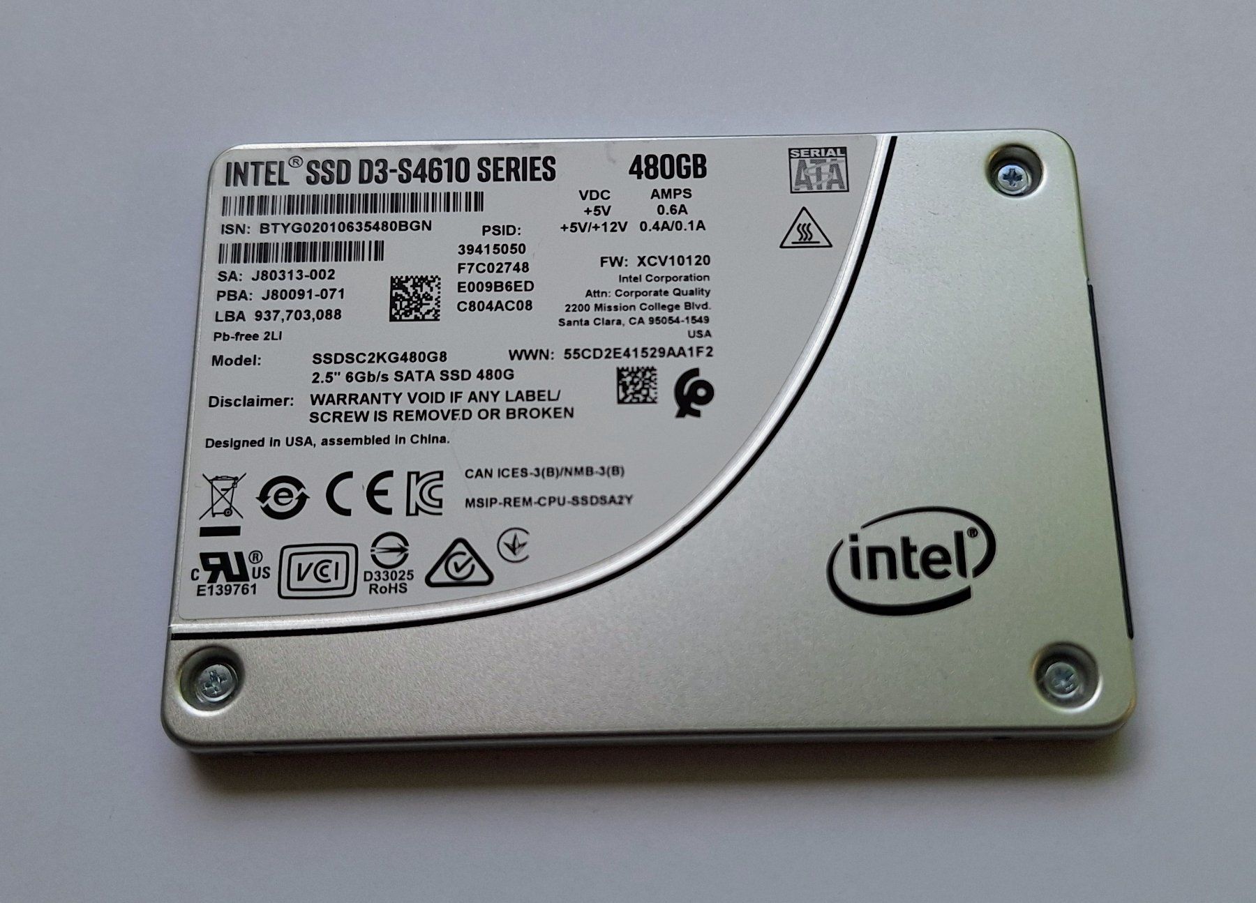 Intel Dischi rigidi: Intel 480GB Enterprise SSD SSDSC2KG480G8 Datacenter – Usato da Staufen venduto da Franky