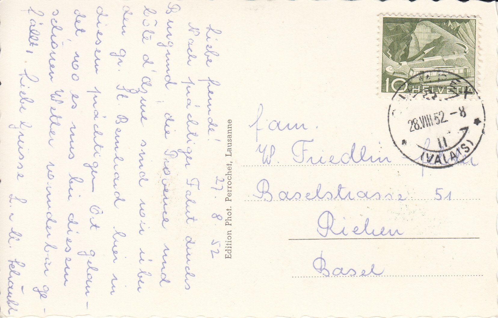 Ansichtskarten: Champex 1952 – Gebraucht aus Bürglen TG von StampGraf 1