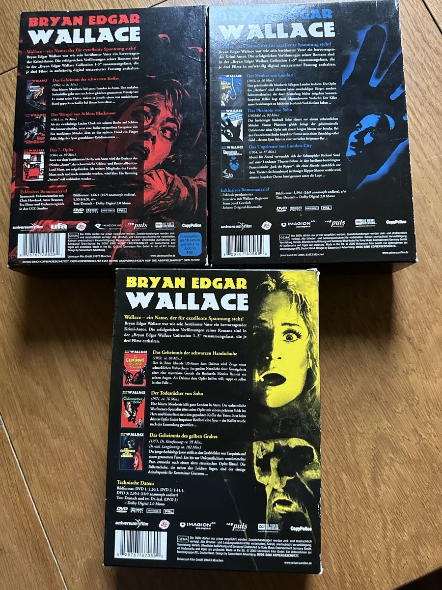Tutti i DVDs: Bryan Edgar Wallace Collection 1-3 Komplett Boxen – Usato da Benken ZH venduto da Audi-erich 1