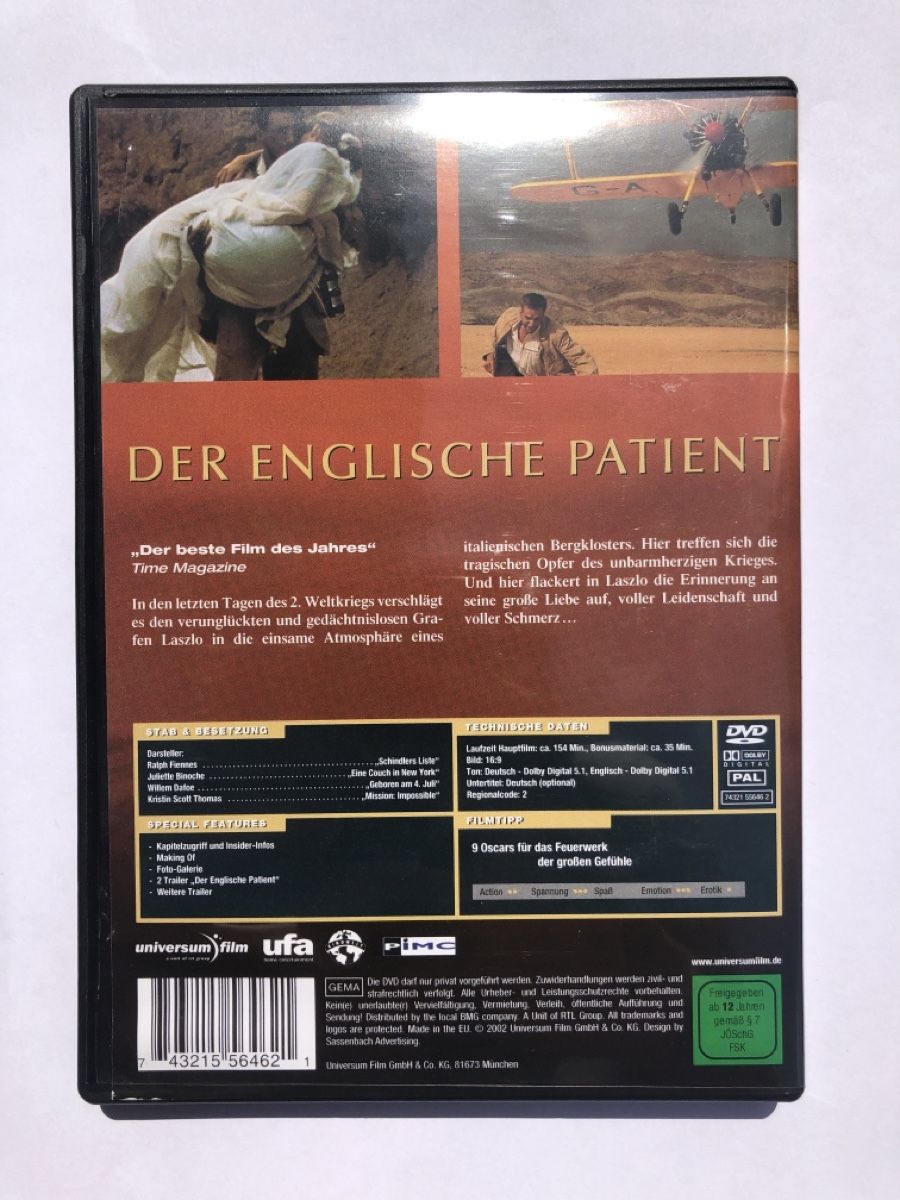 Tous les DVDs: Der Englische Patient - DVD – D'occasion à Langenthal par J_L49 1
