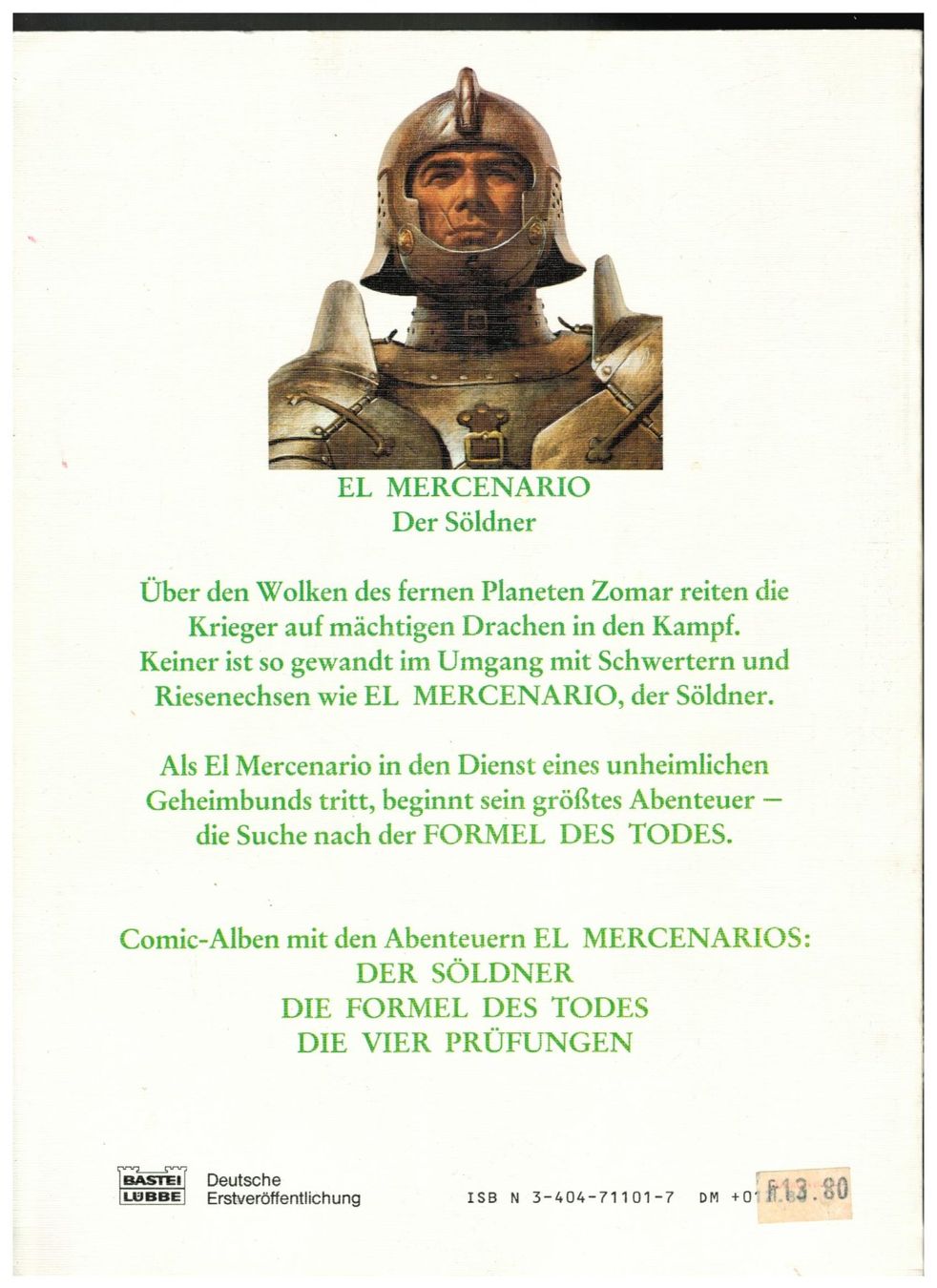 Fumetti: Vincente Segrelles; Der Söldner El Mercenario, – Usato da Zürich venduto da Tolima194 1