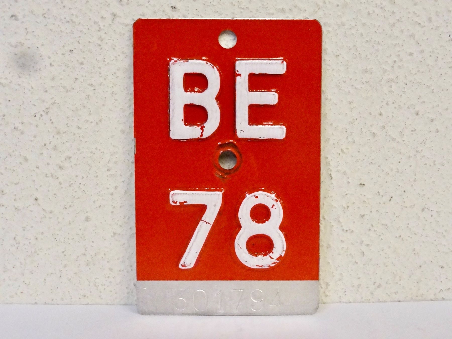 Schilder: BE 78 VELONUMMER - FAHRRADSCHILD – Gebraucht aus Kerzers von djstarsky73