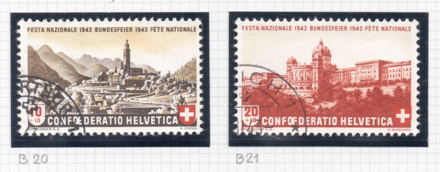 Tutti i francobolli: 1943 PRO PATRIA  B15 + B16 @ – Usato da Basel venduto da Ammedysli49