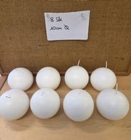 8 Kugelkerzen weiss Durchmesser 10 cm neuwertig