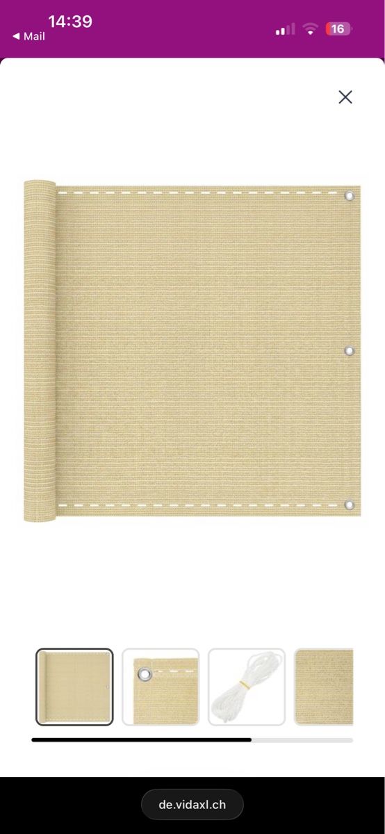 Markisen: Balkon Sichtschutz HDPE Beige  – Neu und originalverpackt aus Kilchberg ZH von awi_cxw5