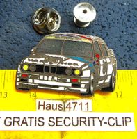 BMW DTM RACING-CAR AUTO PIN ENAMEL MIT SECURITY-CLIP VINTAGE