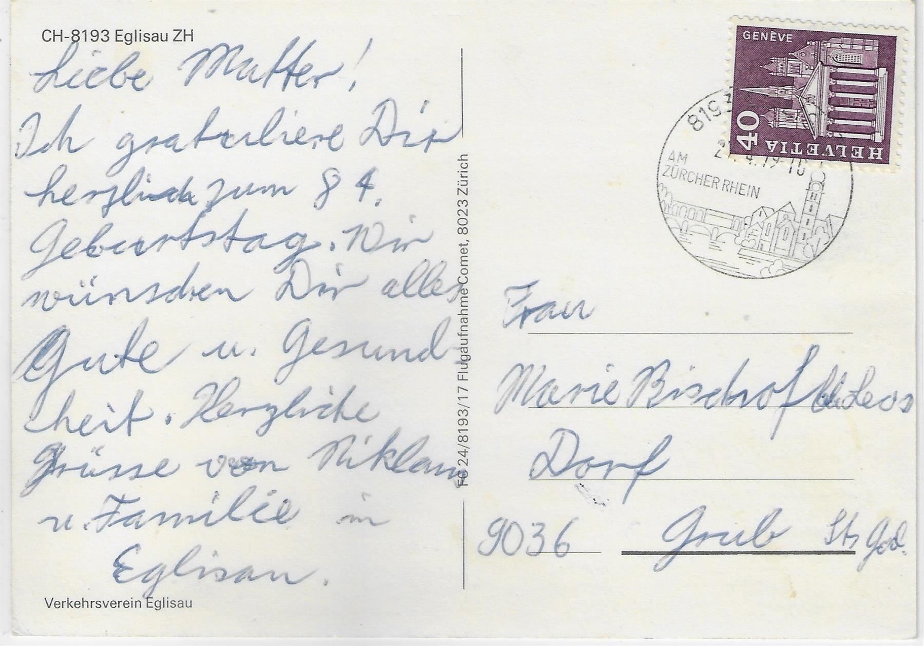 Cartoline postali: Flugaufnahme - Eglisau ZH – Antico da Ettingen venduto da Kartenplanet 1