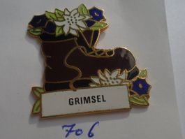 1 Grimsel Wander-Schuh Pin mit Edelweiss, Rarität! (706)