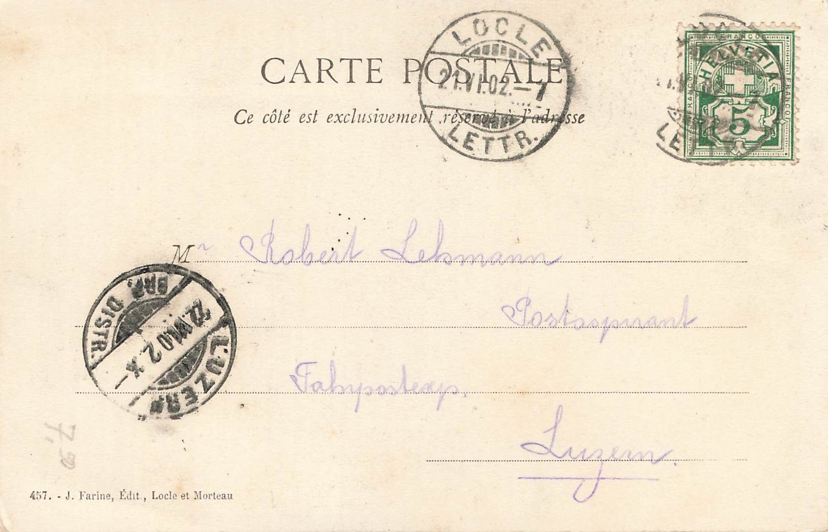 Cartoline postali: Locle hotel des postes – Usato da Biasca venduto da Blenio71 1