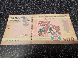 Banknote Burundi 500 Francs 2015 unzirkuliert Sammlerstueck