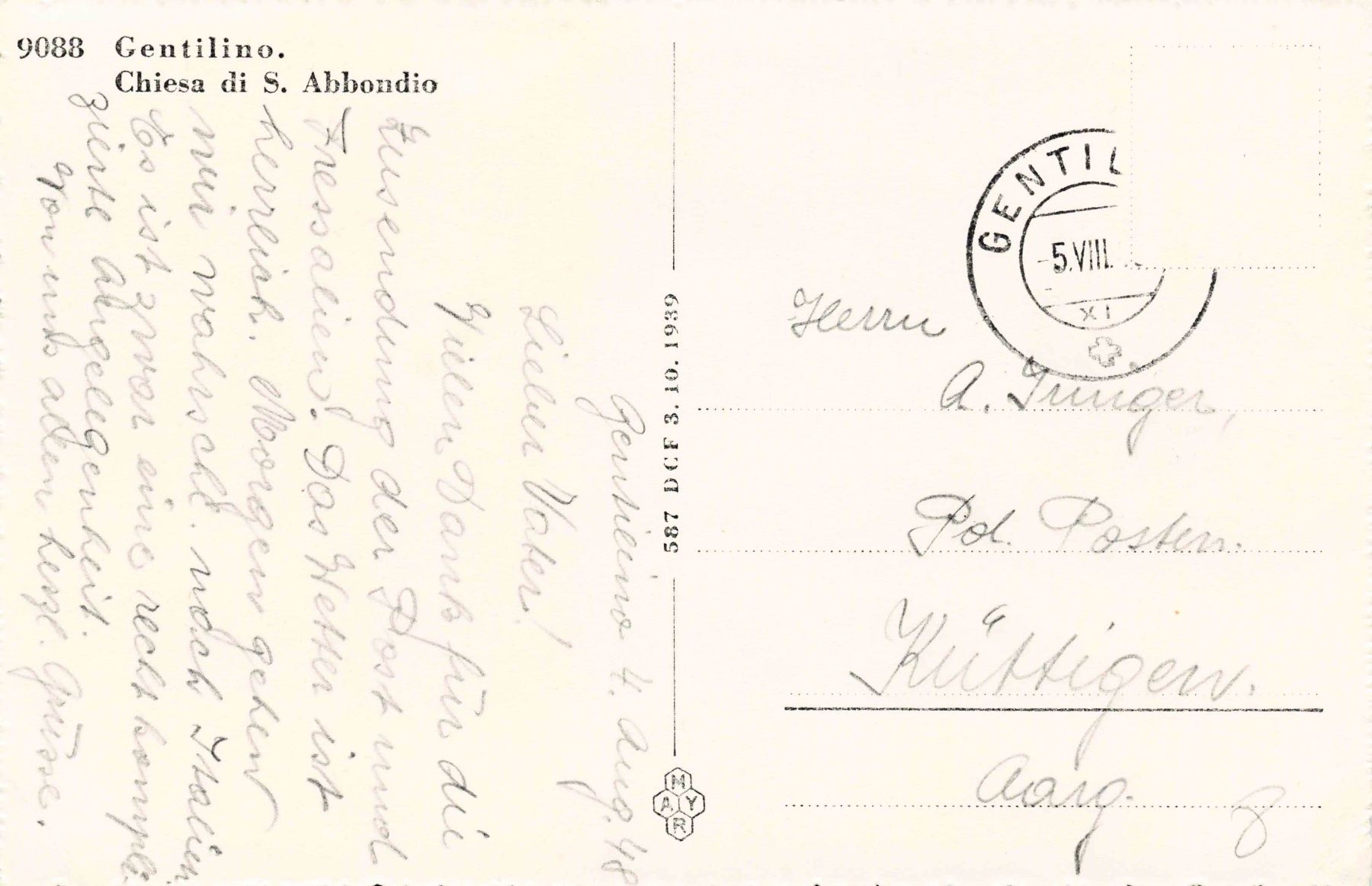 Cartoline postali: Gentilino – Usato da Biasca venduto da Blenio71 1