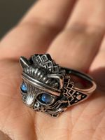 Premium Vintage-Ring mit Blauer Mondstein Verstellbar