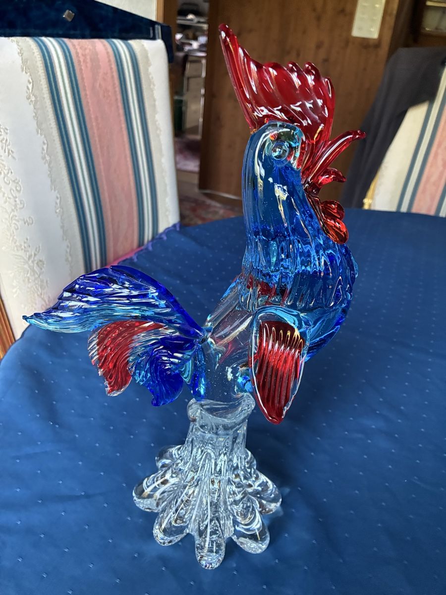 Murano Bicchieri: Murano - grosser Güggel rot/blau – Usato da Dornach venduto da Rosengarten 2