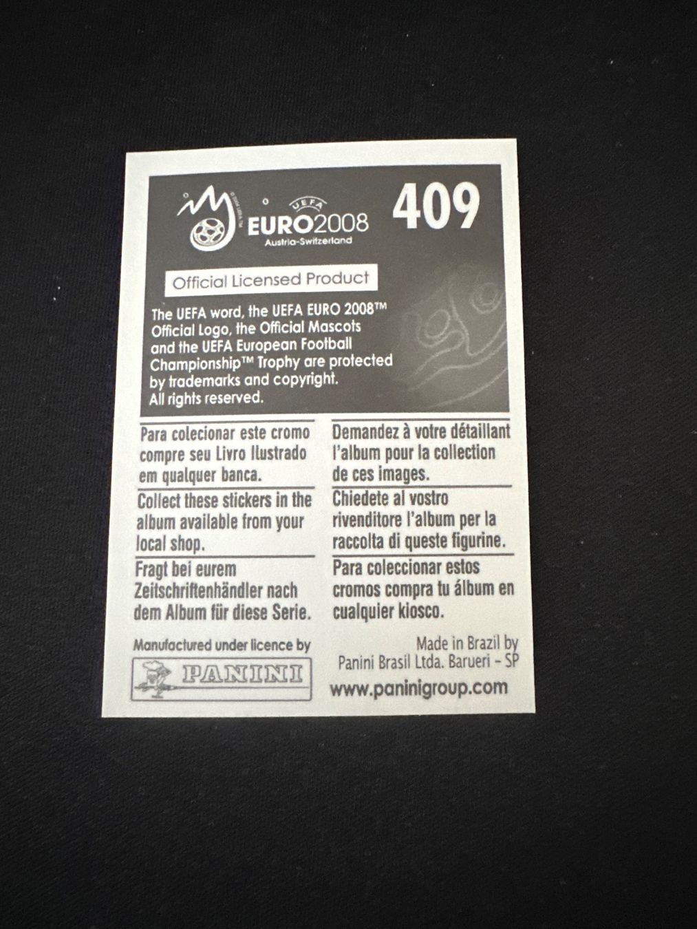 Panini Carte collezionabili: Panini UEFA EM 2008 Sticker - Nr. 409 – Usato da Sulz AG venduto da DealWerk 1