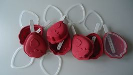 Glacé-Formen Erdbeere, 7er Set Silikonform mit Deckel Stiel