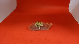 Brosche Baum Achat vergoldet Handarbeit Frühling Style Blume