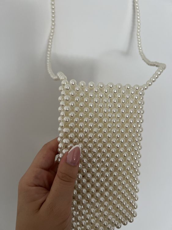 Weiße Perlen Clutch Für Bräute - Elegante Handtasche Mit 2 Ketten Für Hochzeit & Partys