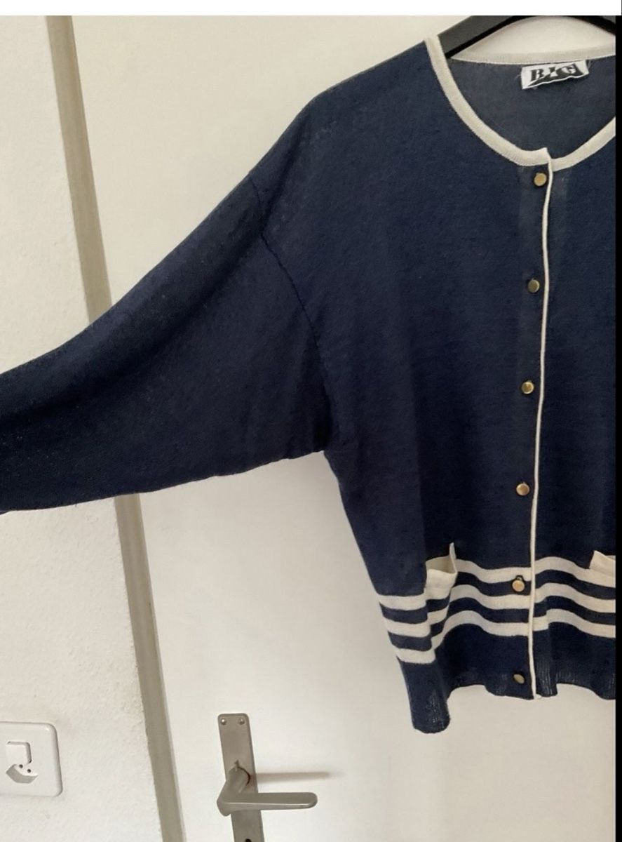 Giacche: BIG Leinen Strickjacke, Gr. M, blau/weiss – Usato da Opfikon venduto da acoaee 1