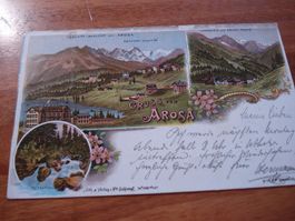 Karte Gruss aus Aros, 1899, o Arosa, farbig, Toll