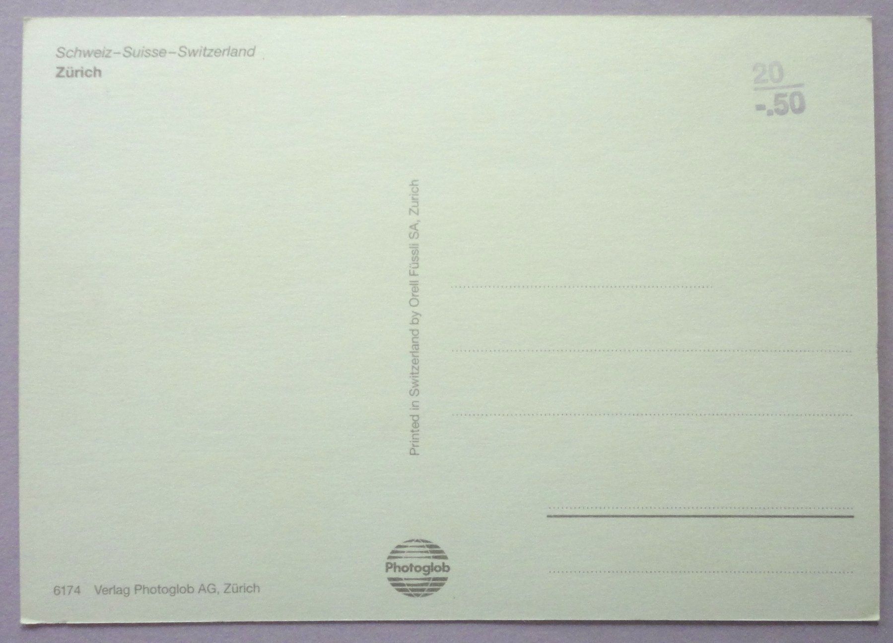 Cartes postales: Zürich – D'occasion à Fétigny par Billy2miny 1