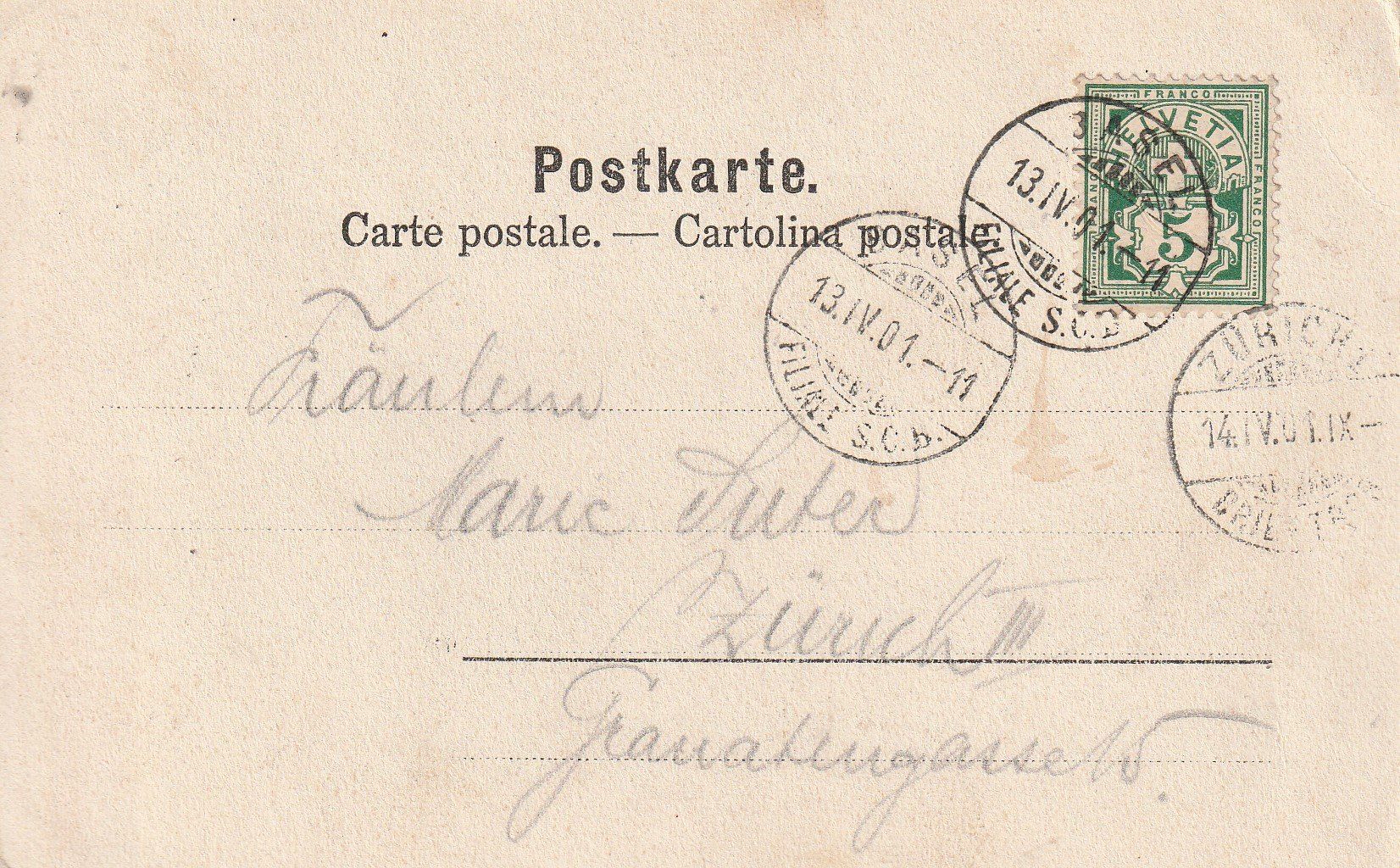 Ansichtskarten: Basel-Handels-Bank-1901 – Gebraucht aus uttwil von Koehlerfred 1