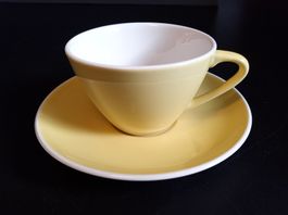 Rössler Kaffeetasse mit Unterteller gelb - Tasse und Teller