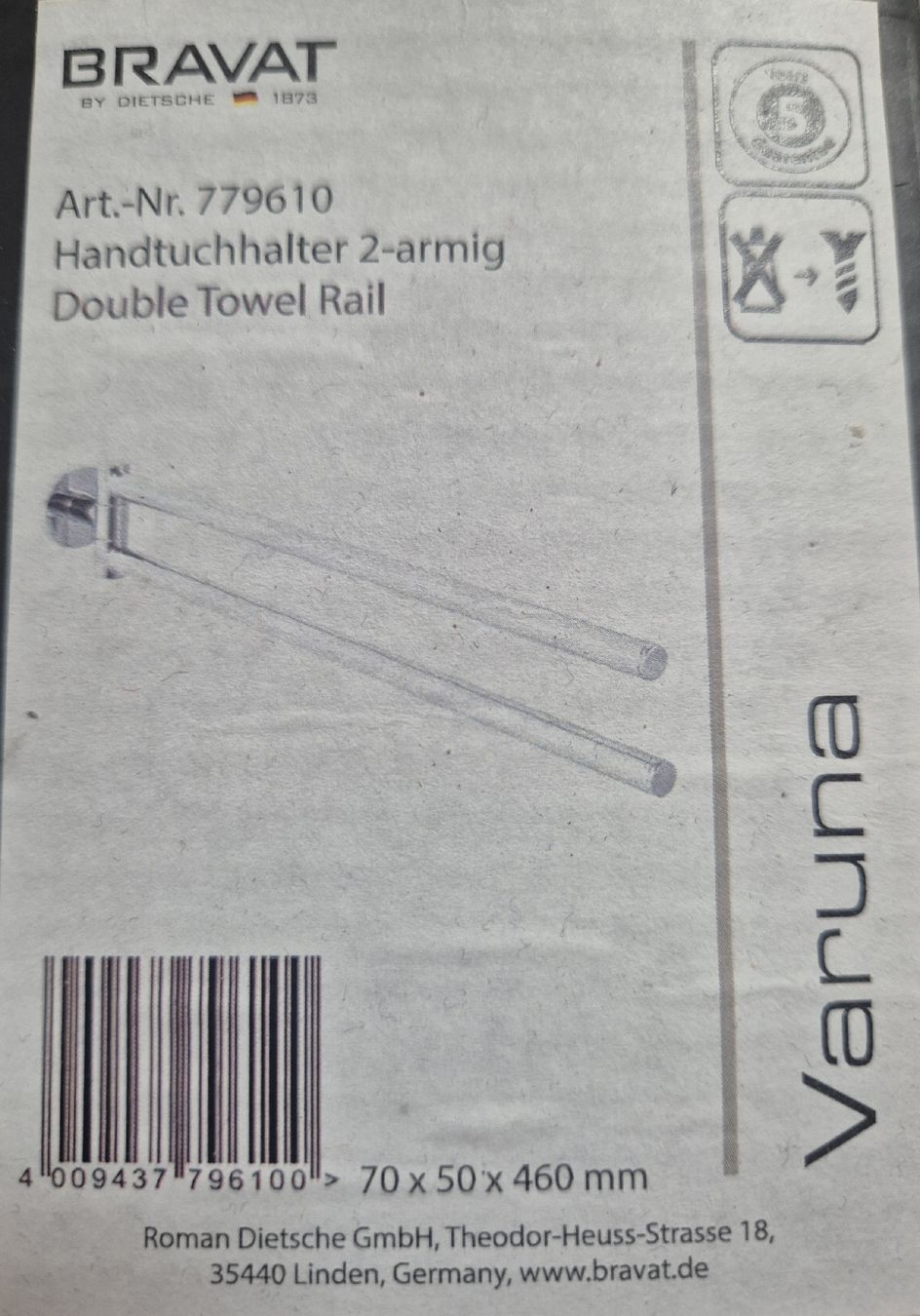 Portasciugamani: Bravat Varuna Handtuchhalter 2-armig NEU – Nuovo e nell'imballaggio originale da St. Gallen venduto da CaliSunshine 1