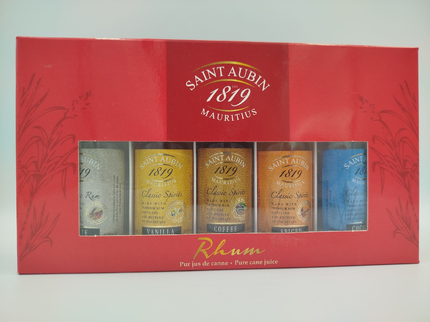 Bevande alcoliche: Saint Aubin Rum Set, 5 Sorten, Mauritius 5x 50 ml – Nuovo e nell'imballaggio originale da Bäch SZ venduto da Swissy46