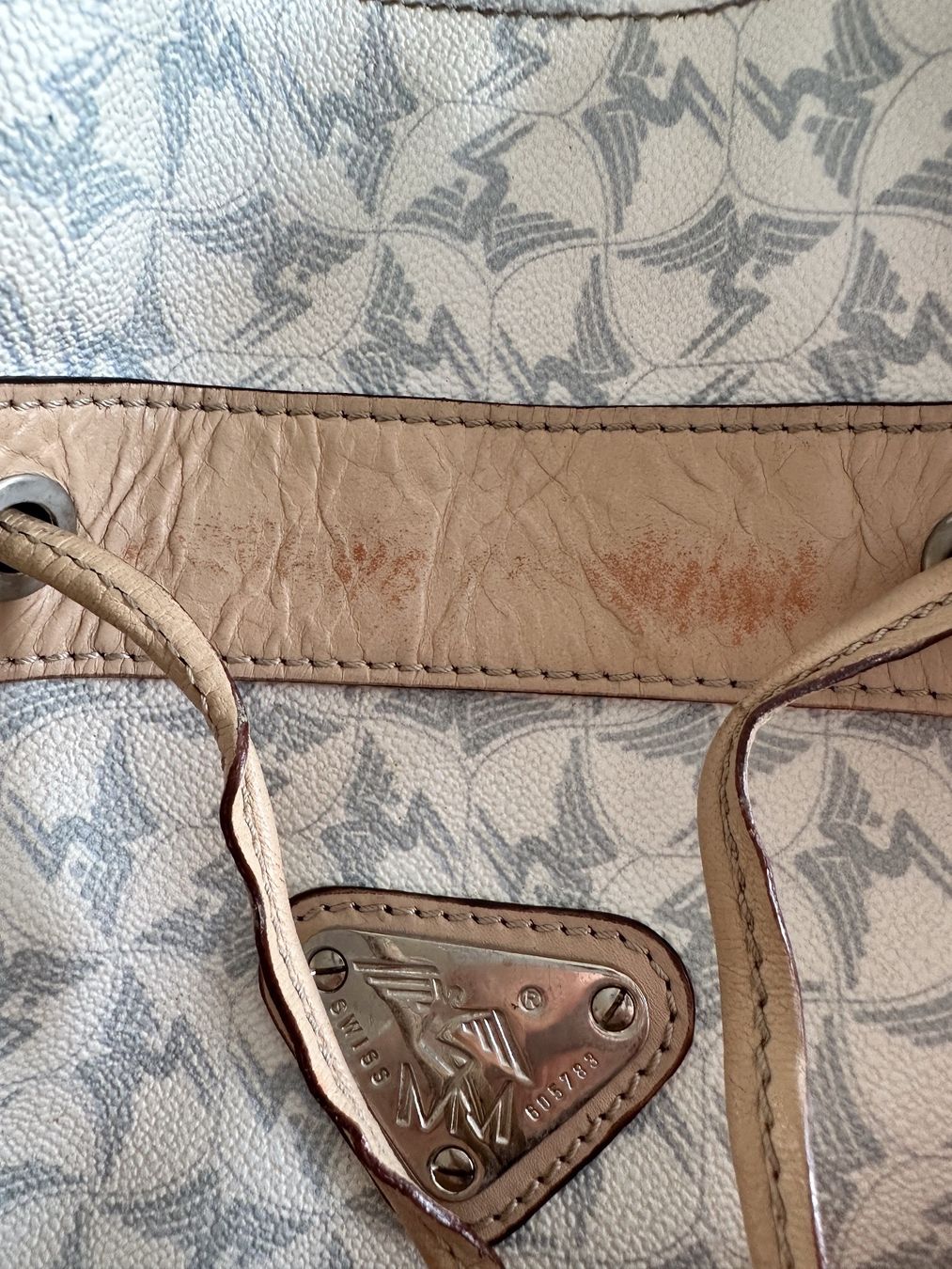 Maison Mollerus Taschen für Damen: Maison Mollerus Beuteltasche, weiss/blau mit silber – Gebraucht aus Dübendorf von 9320 3