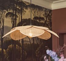Hängelampe Rattan Blütenform naturfarben guter Zustand
