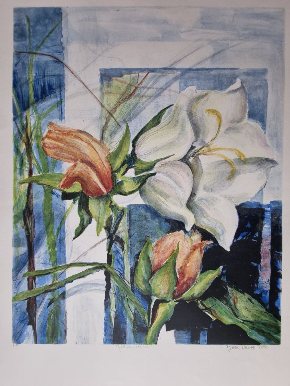 Grafica & Litografie: GERDA NIETZER  GLOCKENBLUME LITHOGRAPHIE SIGNIERT PROBE – Usato da Gersau venduto da kunst-online