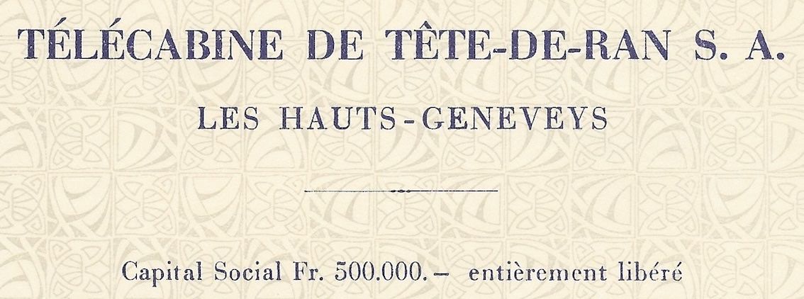 Documenti: Télécabine de Tête-de-Ran SA - 1956 – Usato da Solothurn venduto da Sgasche 1
