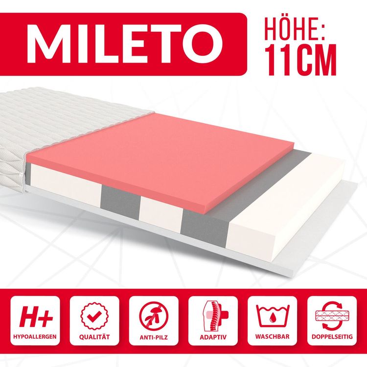 Kinder Matratze 90x180 Cm - 9 Cm Stark, Mit Visco-Schaum Für Gesunden Schlaf & Wirbelsäulenstütze
