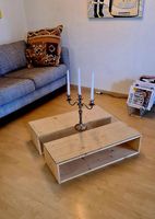 Salon- / Beistelltisch Holz & Drahtglas