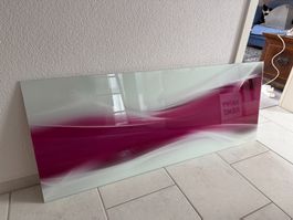 Glasbild Weiss & Violett / Lila 125cm lang, 50cm hoch