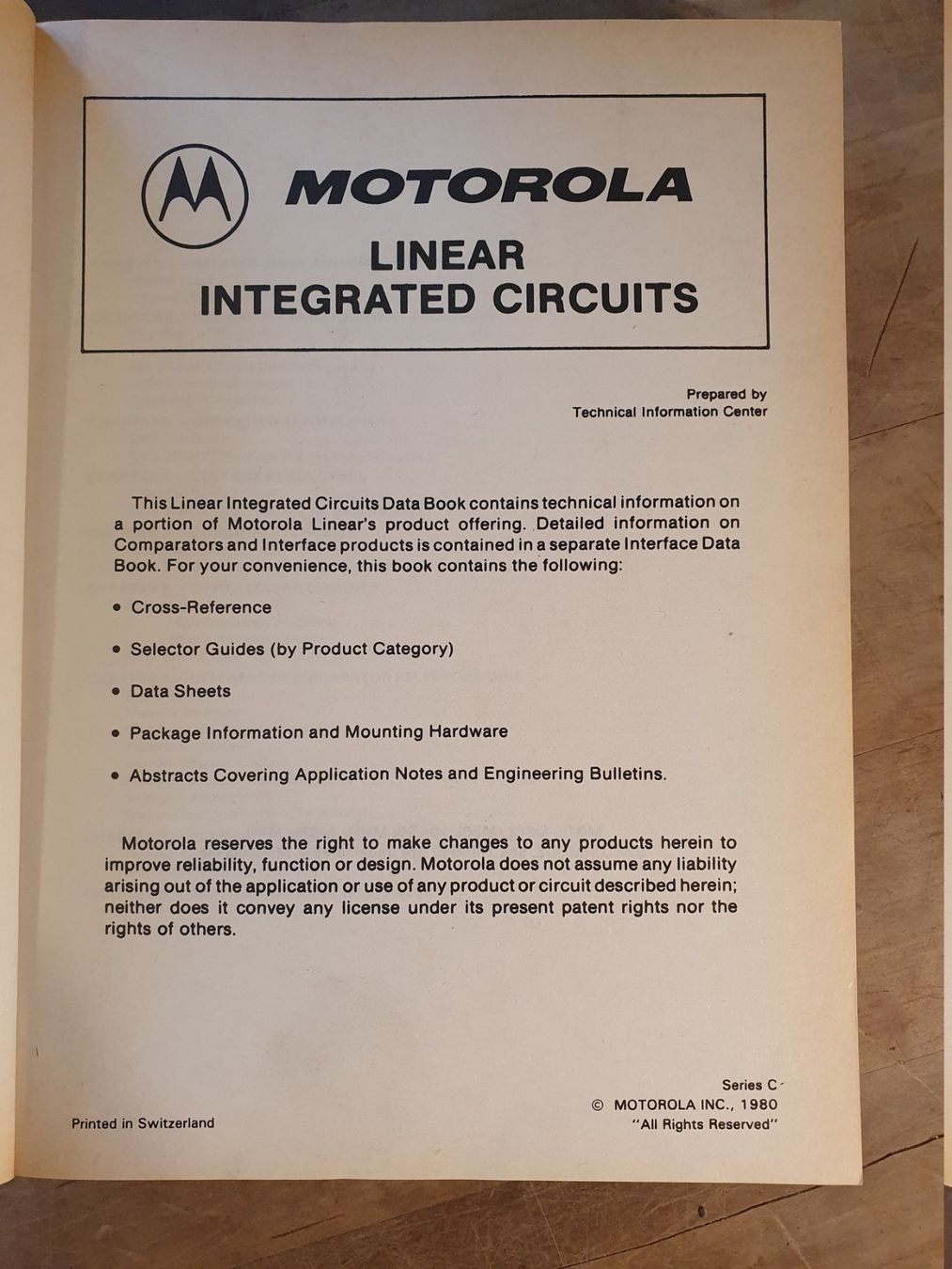 Libri: Linear Integrated Circuits Motorola – Usato da Zürich venduto da loosebone 2
