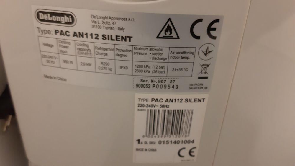 De’Longhi PAC AN112 Silent – Clim / AC – 11’000 BTU – 3