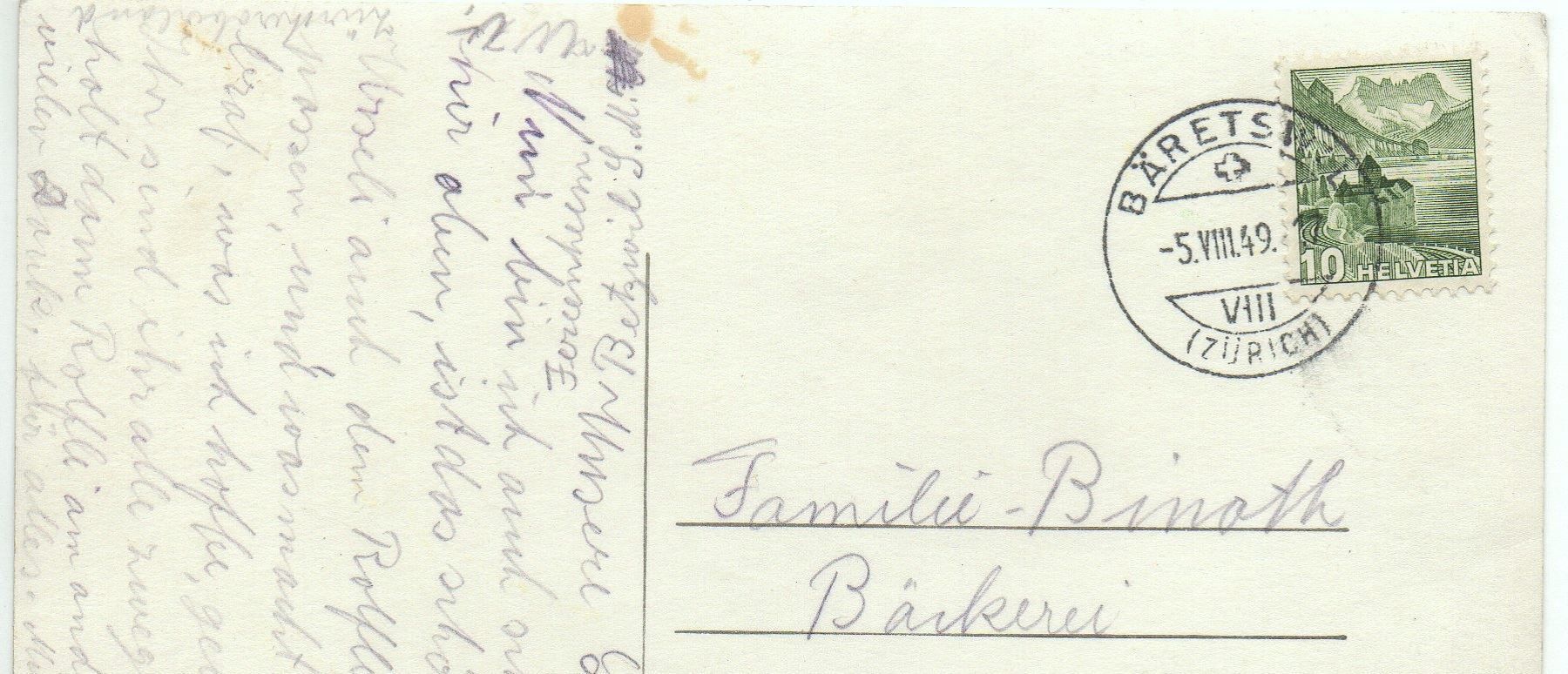 Cartes postales: BÄRETSWIL gel. 1949 – D'occasion à Jona par philajona 1