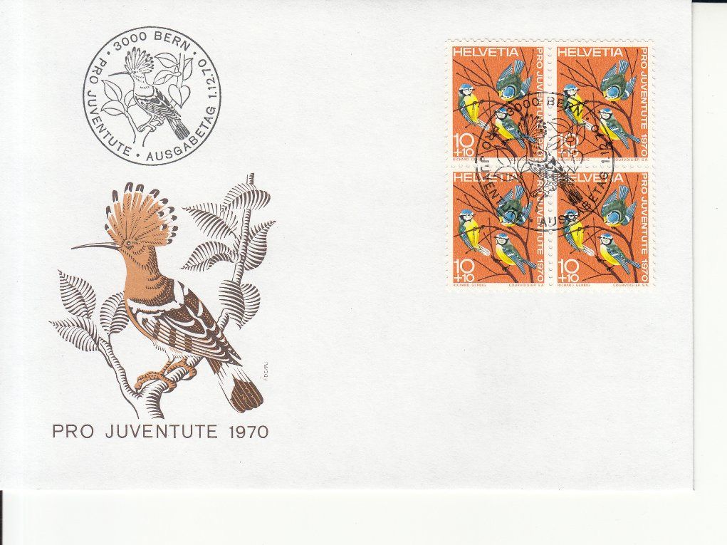 Alle Briefmarken: SBK J232 - J235 im 4er-Block FDC – Gebraucht aus Bürglen TG von StampGraf 1