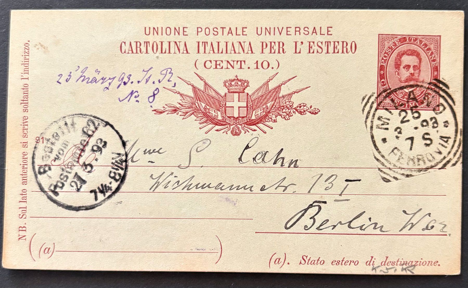 Alle Briefmarken: ITALIEN 1893 – Gebraucht aus Ostermundigen von wini63