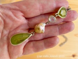 Rare Sphenes Keshi Pearl & Morganite Palladium Pendant